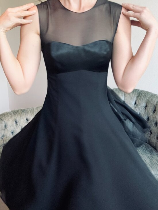 Ever Beauty Dresses & Skirts - 💝SOLD💝 Vintage Black Cocktail Dress Sheer Open Back Fit Flare 2 Chiffon